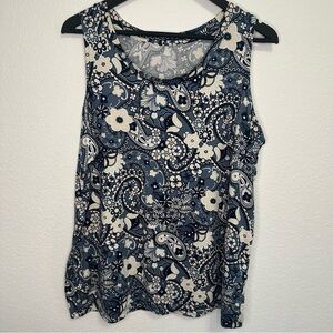 Anybody Women’s 2-Piece Pajama Set  Blue Paisley Tank Top (XL)Matching Pants (L)